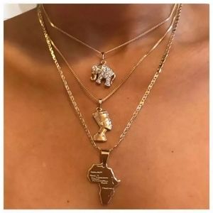 📿📿📿 Elephant Nefertiti Africa Multilayer Nec